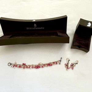 Bailey Banks Biddle Pearl and Crystal Breast Cancer Bracelet and Earrings